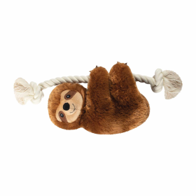 PetShop by Fringe Studio Brown Sloth on a Rope Plush Dog Toy