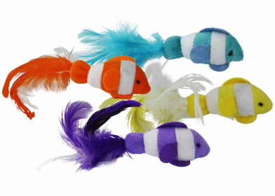 Multipet Clown Fish Cat Toy Assorted Colors 2pk 6"