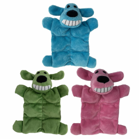 Multipet Minipet Loofa(R) Squeaker Mat Plush Dog Toy Assorted Colors 6.5"