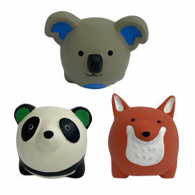 Multipet Minipet Latex Round Animals Dog Chew Toy Assorted Animals 2.5"