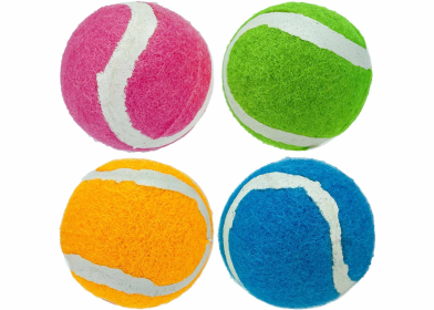 Multipet Minipet Squeaky Tennis Balls Dog Toy Assorted Colors 4pk 2.5"