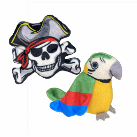 Multipet Margaritaville(R) Pirate Skull and Parrot Cat Toy 5" 2pk