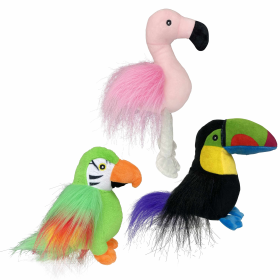 Multipet Margaritaville(R) Tropical Birds Plush Dog Toy Assorted 10.5"