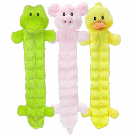 Multipet Long Squeaker Mat Plush Dog Toy  Assorted Animals 24"