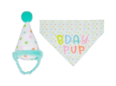 Pearhead Birthday Pup Pet Bandana Hat Set Small/Medium 2pc