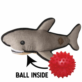 SnugArooz Saul the Shark w/ Rubber Spikey Ball Plush Dog Toy 19"