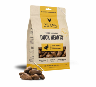 Vital Essentials(R) Freeze-Dried Raw Duck Hearts Dog Treats, 10 oz