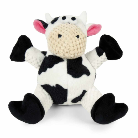 goDog Checkers Sitting Cow Plush Dog Toy Small