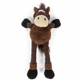 goDog Checkers Skinny Horse w/Chew Guard Plush Dog Toy Large