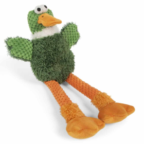 goDog Checkers Skinny Duck w/Chew Guard Plush Dog Toy Small