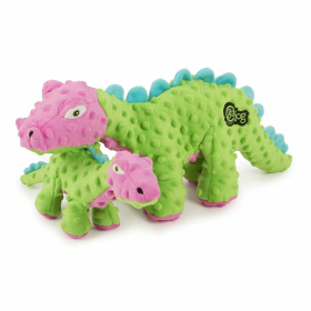 goDog Dino Spike w/Chew Guard Green/Pink Plush Dog Toy Small