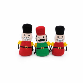 ZippyPaws Holiday Miniz Nutcrackers Plush Dog Toy 3pk