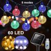 2 Pack 60 LED 36 FT Each; Crystal Globe Lights with 8 Lighting Modes; Solar Powered Patio Lights