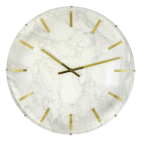 Westclox Analog QA Large White Marble and Gold Dial Wall Clock with Large Numerals