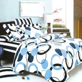 Blancho Bedding - [Artistic Blue] Luxury 4PC Mini Bed In A Bag Combo 300GSM (Twin Size)