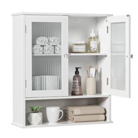 Adjustable Shelf Wall Mount Bathroom Storage Cabinet Over The Toilet White Medicine Cabinet with Crystal Clear Doors Modern