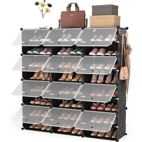 Portable Shoe Rack Organizer 8-Tier Shoe Cabinet 48-Pair Shoe Storage Expandable Free Standing with 2 Exclusive Versatile Hooks