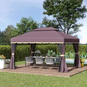 10ft x 13ft Patio Gazebo-Coffee-AS