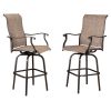 2pcs Wrought Iron Swivel Bar Chair Patio Swivel Bar Stools Brown (ONLY chair)