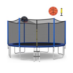 12 Feet Outdoor Recreational Trampoline with Enclosure Net