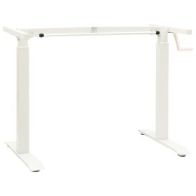 Manual Height Adjustable Standing Desk Frame Hand Crank White