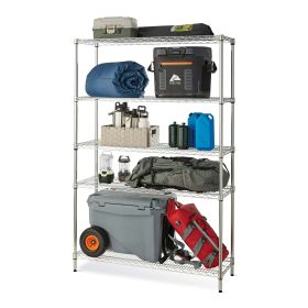 Hyper Tough Chrome Wire Shelf 5-Tier Heavy Duty 72"H x 48"W x 16"D, 3000lb Total Capacity