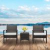 3pcs 2pcs Arm Chairs 1pc Coffee Table Rattan Sofa Set Brown Gradient