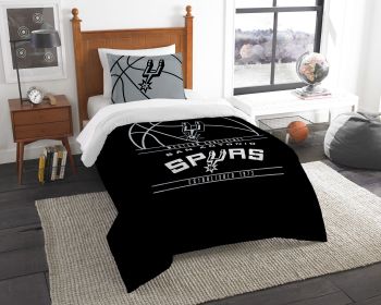 Spurs OFFICIAL National Basketball Association; Bedding; "Reverse Slam" Printed Twin Comforter (64"x 86") & 1 Sham (24"x 30") Set by The Northwest Com