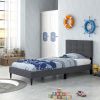 Twin Size Upholstered Platform Bed with Button Tufted Headboard