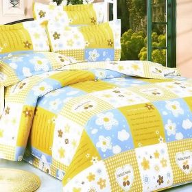 Blancho Bedding - [Yellow Countryside] 100% Cotton 7PC Bed In A Bag (Full Size)