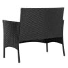 2pcs Arm Chairs 1pc Love Seat & Tempered Glass Coffee Table Rattan Sofa Set Black