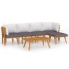 6 Piece Patio Lounge Set with Cushions Solid Acacia Wood