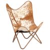 Butterfly Chair Brown and White Genuine Goat Leather