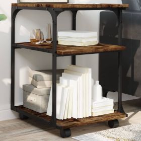 Printer Stand 3-Tier Smoked Oak 16.9"x18.9"x25.2" Engineered Wood