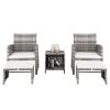 5pcs 2 Chairs 2 Footstools 1 Coffee Table Combination Sofa Gray Gradient