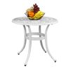 Phoenix Cast Aluminum Round Table, Patio End Table Side Table, Cast Aluminum Cocktail Table, Outdoor Bar Table, White