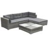 5 Piece Patio Lounge Set with Cushions Poly Rattan Gray