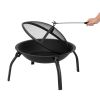 22" Iron Fire Pit Bowl Outdoor Backyard Patio Garden Burning Heater Black