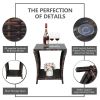 Glass Surface Brown Gradient Iron Frame Rattan Side Table