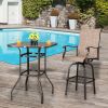 2pcs Wrought Iron Swivel Bar Chair Patio Swivel Bar Stools Brown (ONLY chair)