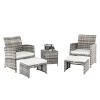 5pcs 2 Chairs 2 Footstools 1 Coffee Table Combination Sofa Gray Gradient