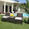 3pcs 2pcs Arm Chairs 1pc Coffee Table Rattan Sofa Set Brown Gradient