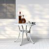 Phoenix Cast Aluminum Round Table, Patio End Table Side Table, Cast Aluminum Cocktail Table, Outdoor Bar Table, White