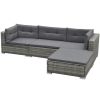 5 Piece Patio Lounge Set with Cushions Poly Rattan Gray