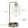 Bourget 16" Antique Brass Table Lamp with Wireless Charging