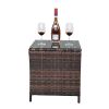 Glass Surface Brown Gradient Iron Frame Rattan Side Table