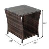 Glass Surface Brown Gradient Iron Frame Rattan Side Table