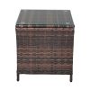 Glass Surface Brown Gradient Iron Frame Rattan Side Table