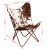 Butterfly Chair Brown and White Real Cowhide Leather