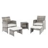 5pcs 2 Chairs 2 Footstools 1 Coffee Table Combination Sofa Gray Gradient